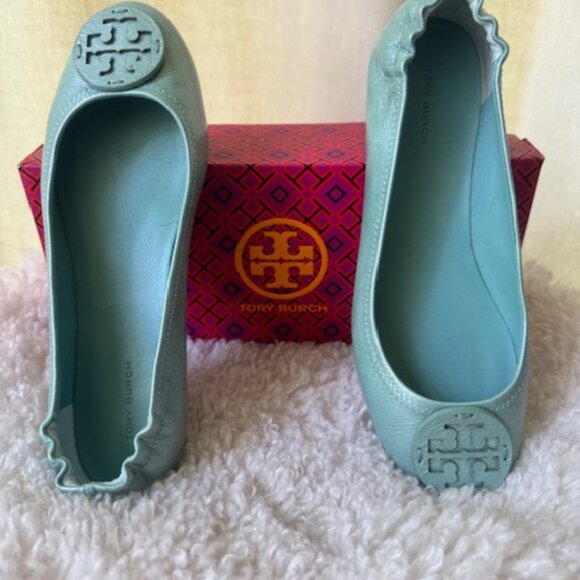 Tory Burch Minnie Travel Ballet Flat in Dew Blue size 9.5 - Picture 3 of 6